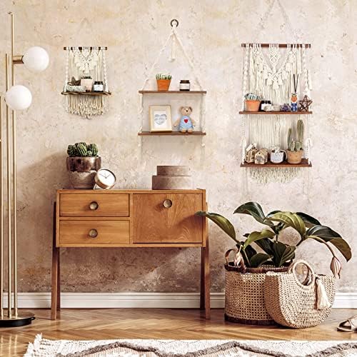 ANROYE 2 Tier Boho Wall Hanging Shelf