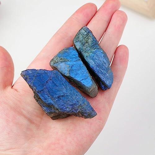 KatLin Natural Labradorite Crystal Raw Stone Rough Mineral Specimen Blue Light Decorate Stones