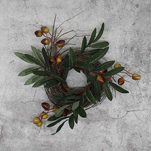 CVHOMEDECO Rustic Country Artificial Olive Wreath 9 Inch