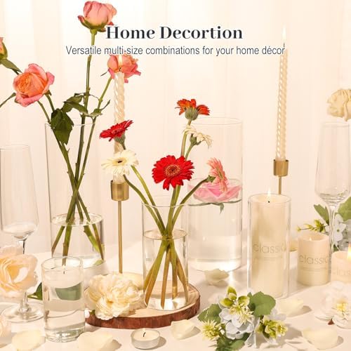 12PCS Clear Cylinder Vases for Centerpieces Wedding Decor