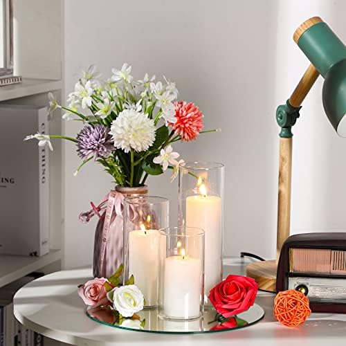 48 Pcs Clear Glass Cylinder Vases with Floating Candle Holders for Home Office Decor and Wedding Events