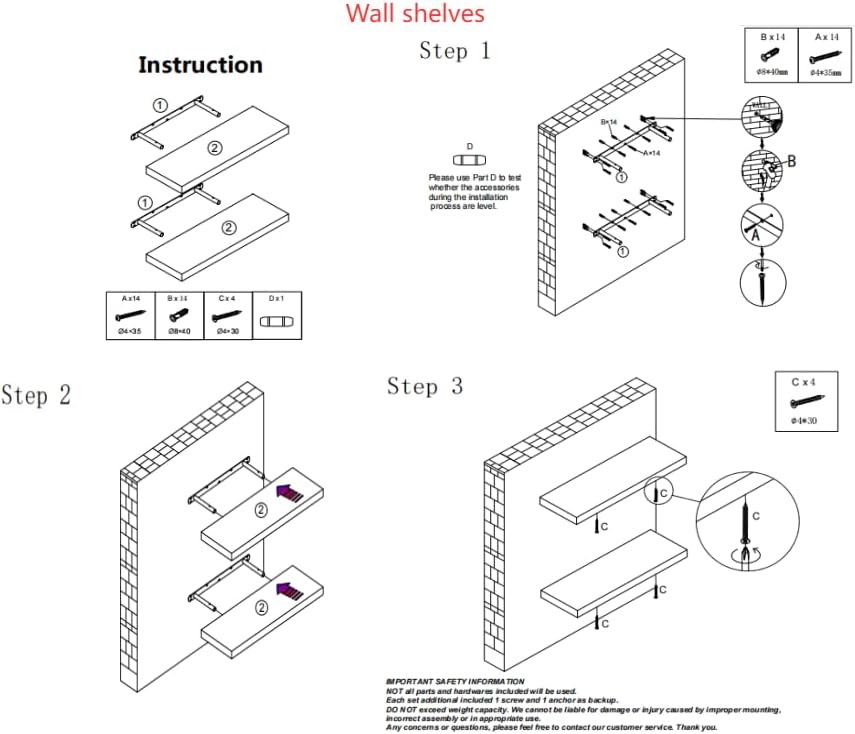 AT-VALY Floating Shelves Set of 3 Wall Decor 156 Inch