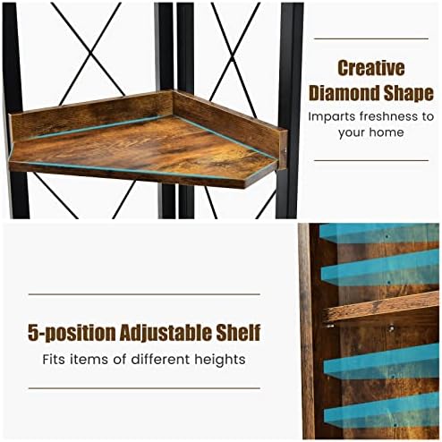 LOKO 71 Inches Tall Corner Shelf with 4 Tiers and Storage Cabinet