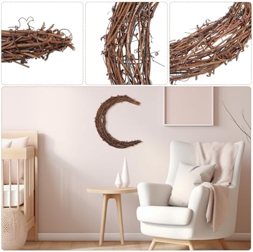 Moon Wreath 118 Inch Natural Grapevine Half Moon Christmas Decorations for DIY
