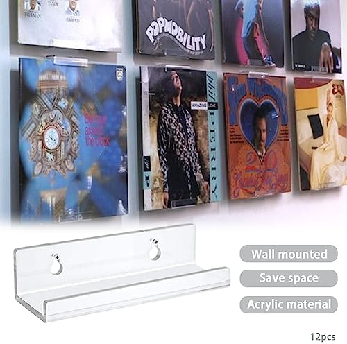 12-Pack 4-Inch Clear Vinyl Record Wall Mount Shelf