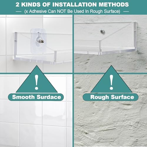 Acrylic Bathroom Shelves 3 PCS Wall Mounted Space Saving Modern Design