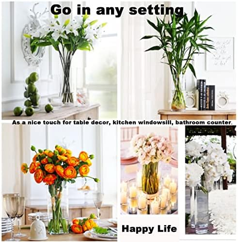 Clear Cylinder Vase Set 6Pcs for Centerpieces and Decorations