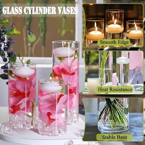 20 White Floating Candles and 16 Glass Vases Centerpiece Set