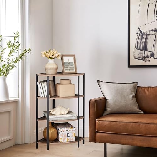 JOIN IRON 4-Tier Corner Bookshelf with Plant Stand