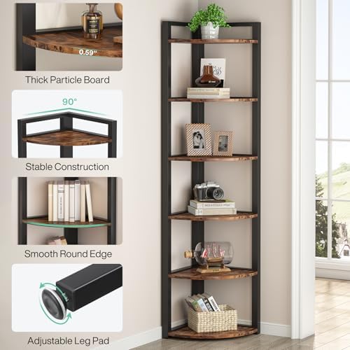Tribesigns Corner Shelf 6 Tier Modern Bookcase