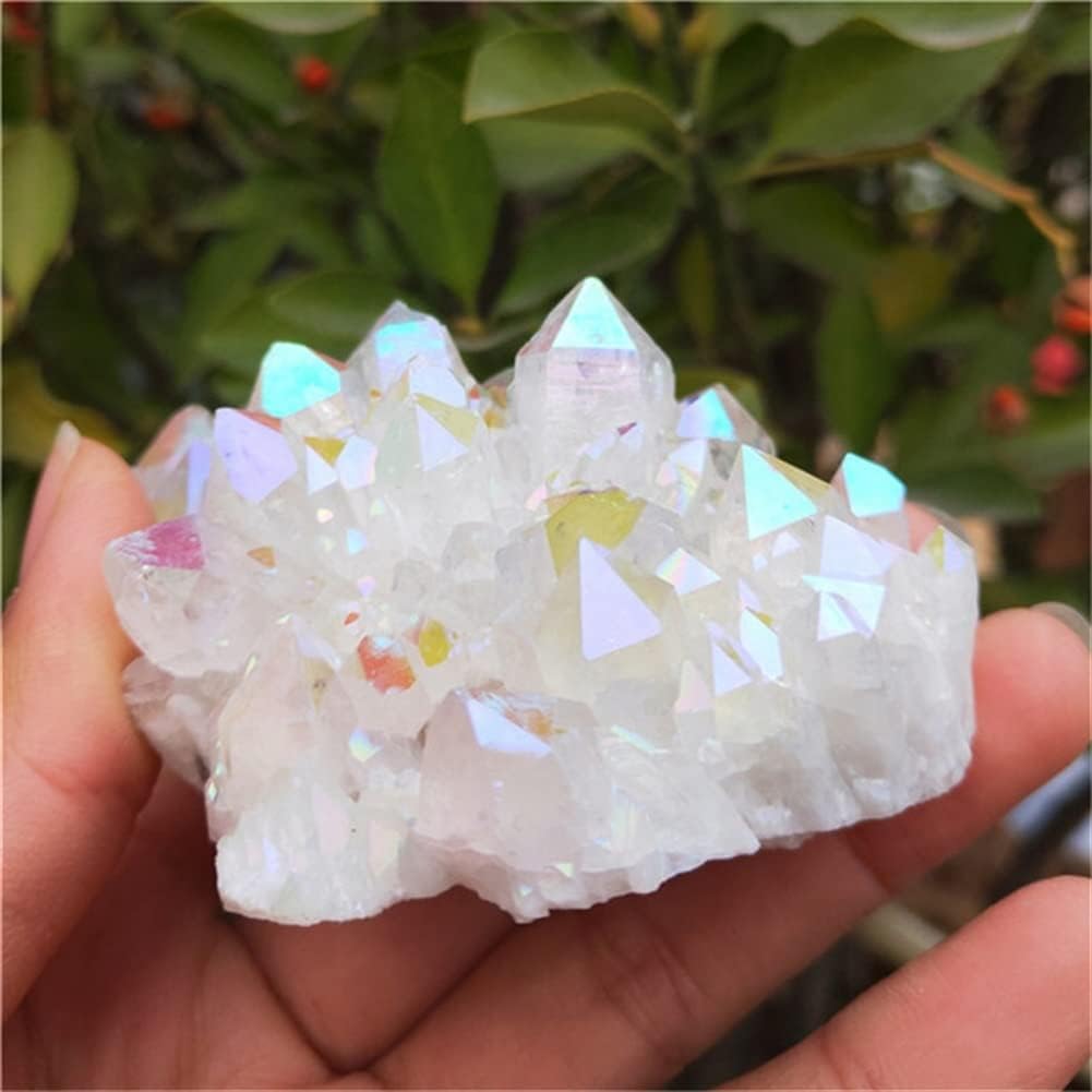 Crystal Minerals Natural Electroplated Aura Angel Clear Quartz Crystal Cluster for Home Decoration