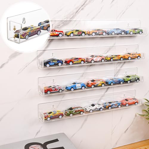 4-Pack 15 Inch Wall Mounted Display Rack for Miniature Toys and Collectibles