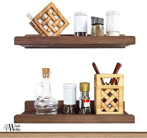 Wood Wedge Floating Shelves Set 2 16 Inch Waterproof