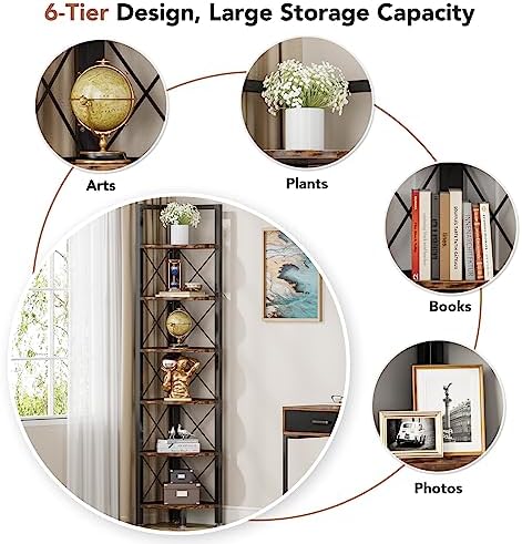 Tribesigns 6 Tier Corner Shelf for Small Spaces