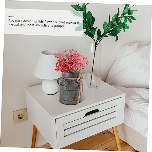 Vaguelly Vintage Iron Flower Bucket Rustic Decorative Vase