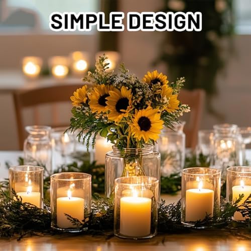 6 Pcs Glass Cylinder Vases for Centerpieces