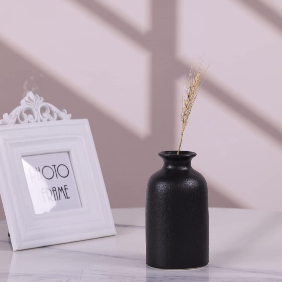 6 Pack Matte Black Ceramic Bud Vases 5 Inch Modern Boho Mini Vases for Flowers Pampas Grass or Dried Stems