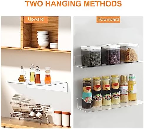 8Pcs Clear Acrylic Floating Shelves Wall Mounted for Home Decor