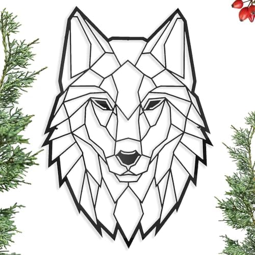 Metal Floating Wall Sculpture with Shades Wolf 43x31cm