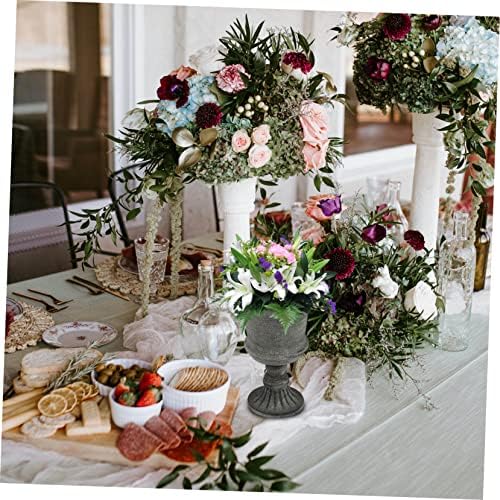 Vintage Gray Iron Art Flower Pot for Home and Office Decor