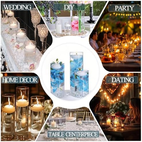 20 White Floating Candles and 16 Glass Vases Centerpiece Set