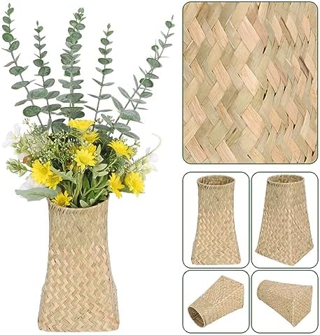 Angoily Woven Seagrass Vase with Dried Flowers