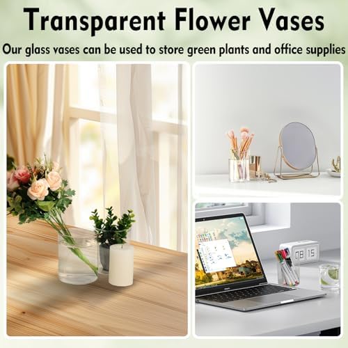 6pcs Clear Glass Cylinder Vases for Centerpieces