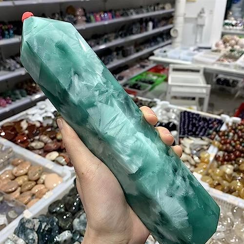 KatLin Natural Ocean Stone Crystal Six-Sided Obelisk Office Decoration