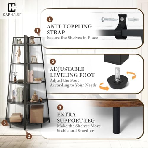 CAPHAUS 5-Tier Tall Corner Shelf Stand Black