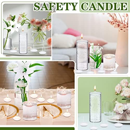 Jinei 12 Pack Glass Cylinder Vases with Floating Candles Set