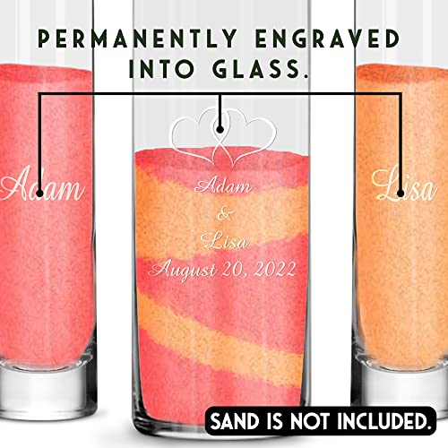 Personalized Unity Sand Ceremony Set with Double Heart Vases