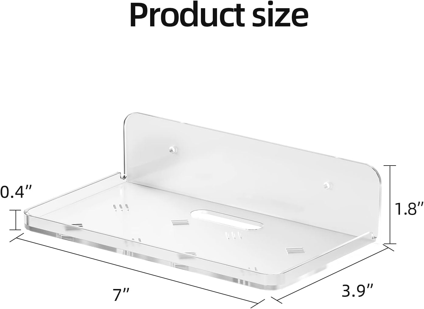 Clear Acrylic Floating Shelf 2 Pack for Wall Mount Storage