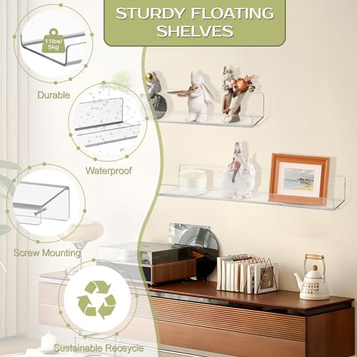 Boxalls Acrylic Clear Floating Shelves 4 Pack