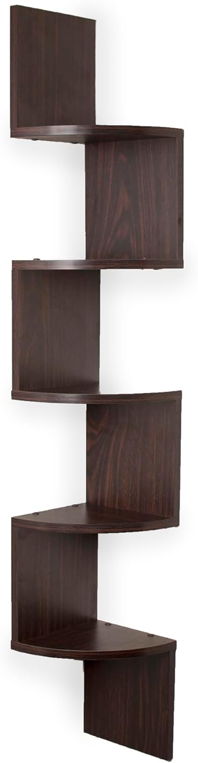 Danya B Large Rustic 5-Tier Corner Wall Shelving Unit