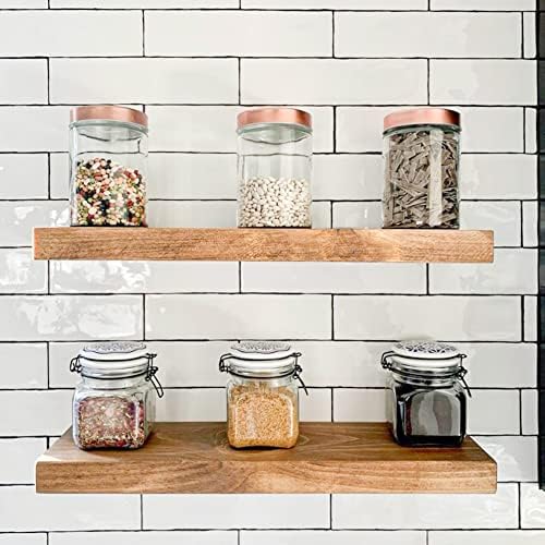 Rustic Floating Shelves Set of 2 Solid Wood Heavy Duty