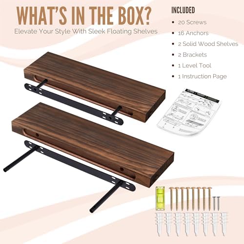 Sorbus Solid Wood Floating Shelves Set of 2