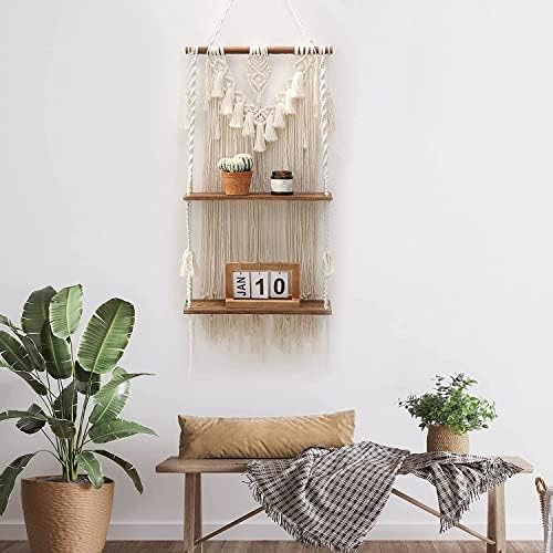 ANROYE 2 Tier Boho Wall Hanging Shelf