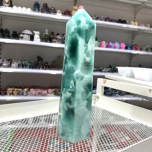 KatLin Natural Ocean Stone Crystal Six-Sided Obelisk Office Decoration