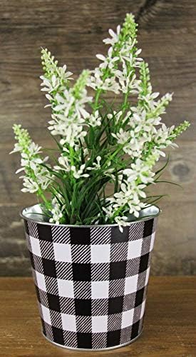 Buffalo Plaid Farmhouse Tin Pot - 5 Diameter 45 Tall