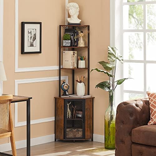 VECELO Corner Cabinet Tall Storage Shelf Bookshelf Display Rack 1