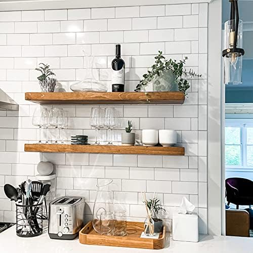 Rustic Floating Shelves Set of 2 Solid Wood Heavy Duty