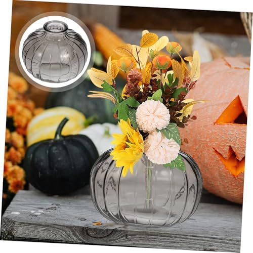 Ciieeo Pumpkin Shaped Glass Vase for Dried Flowers Home Decor