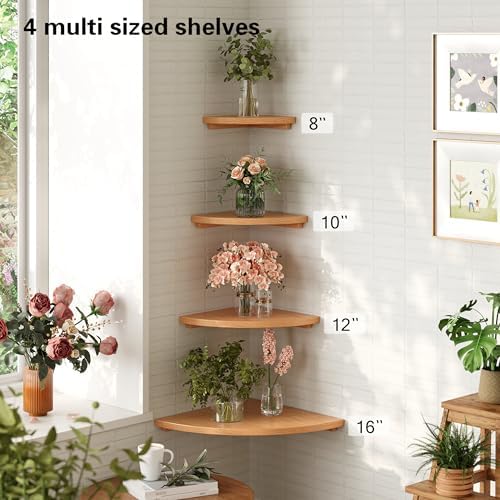Floating Corner Shelves Oak 10 Solid Wall Mounted Display Storage Rack