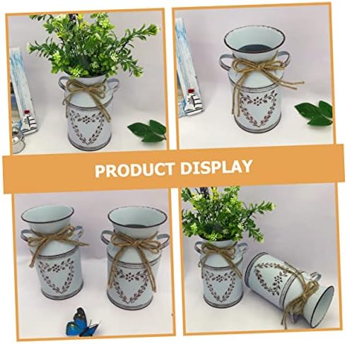 Cabilock Vintage Metal Flower Bucket for Floral Arrangement Rustic Decorative Vase