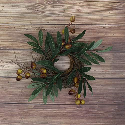 CVHOMEDECO Rustic Country Artificial Olive Wreath 9 Inch