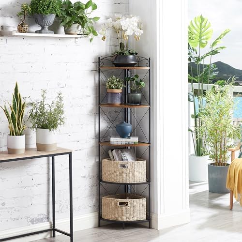 VECELO Corner Cabinet Tall Storage Shelf Display