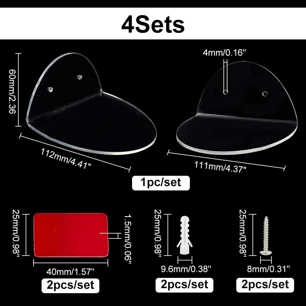 AHANDMAKER 4 Sets Acrylic Floating Shelves