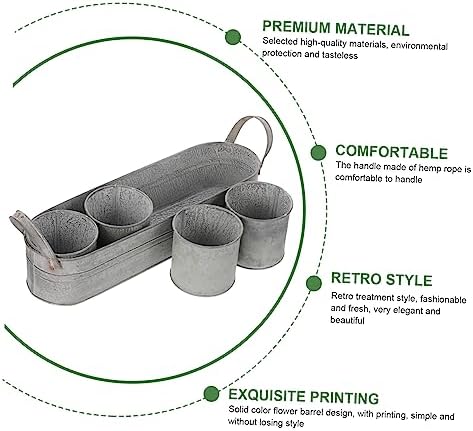 4pcs Iron Flower Pots with Tray Decorative Dried Flower Buckets