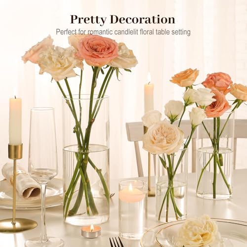 16 Pack Clear Glass Cylinder Vases for Home Decor and Party Use