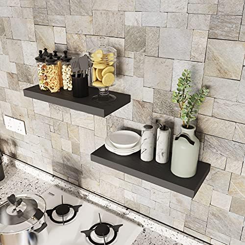 GREENDEW Floating Shelves Invisible Wall Mounted Set of 2 Black